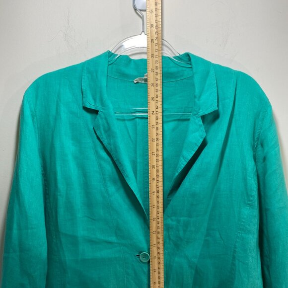 Eileen Fisher Linen Kelly Green Blazer Women’s L Resortwear Minimalist Old Money - Picture 6 of 12